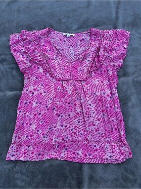 DR2 Women’s Vibrant Pink Patterned Sheer Blouse - Women’s Medium
